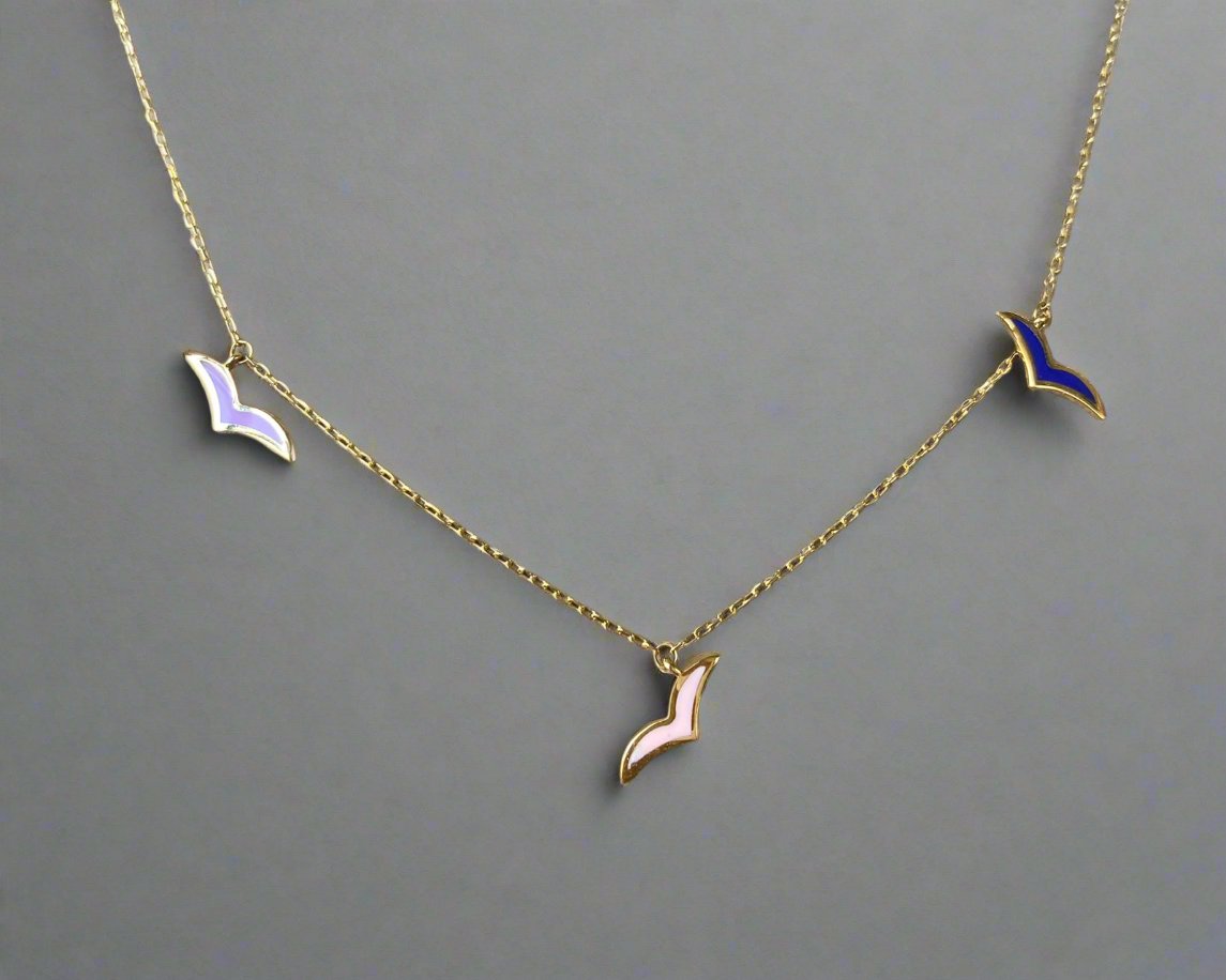 Colored Gold Necklace - Designer Gold Necklace - Gold Gifts For Women