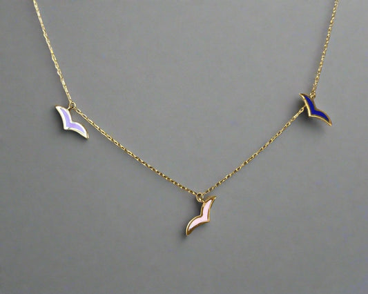 Colored Gold Necklace - Designer Gold Necklace - Gold Gifts For Women