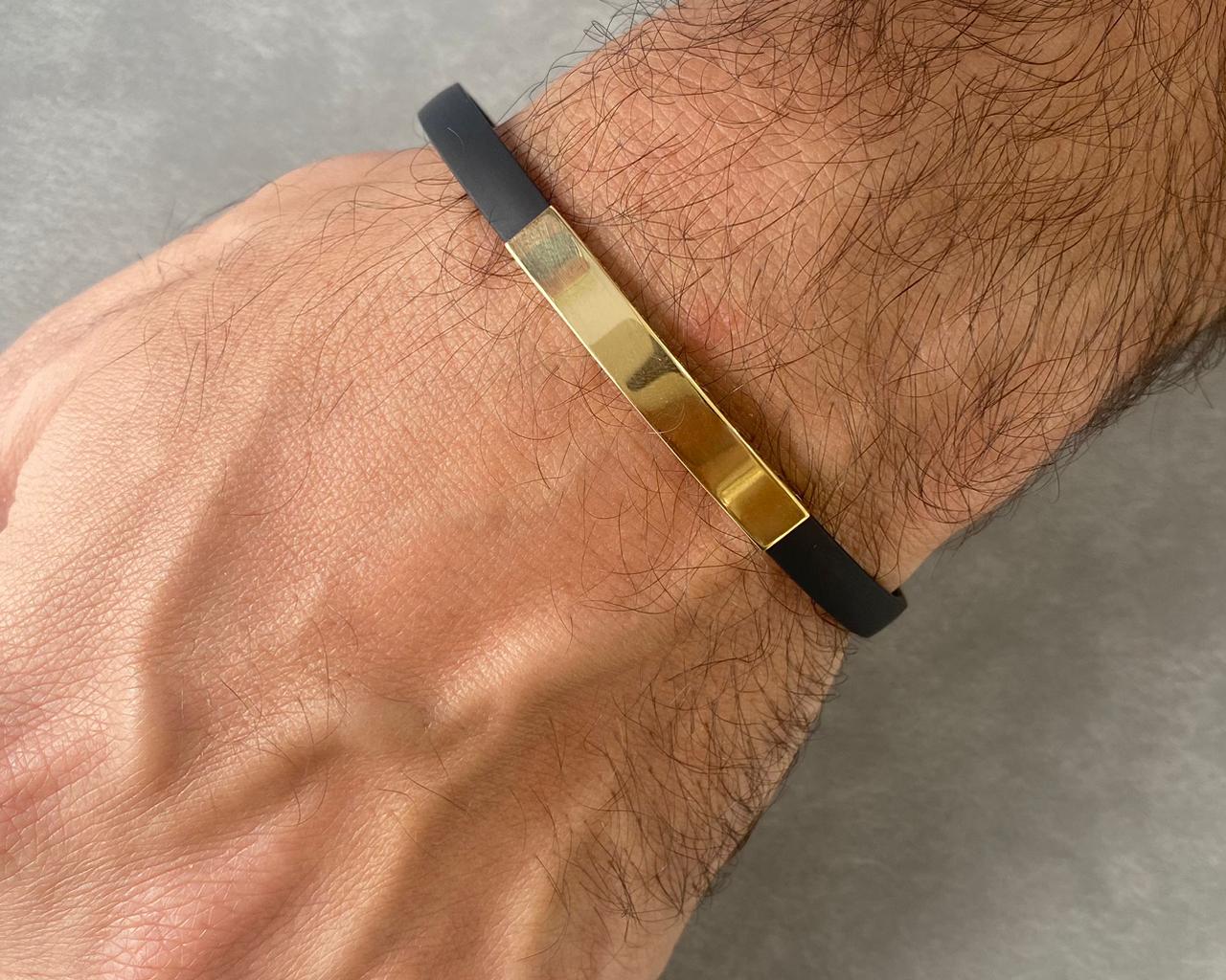 Rubber Man Bracelet - Man Gold Rubber Bracelet - Gold Gifts for him