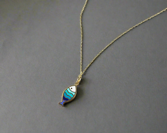 Colored Gold Necklace - Designer Gold Necklace - Gold Gifts For Women