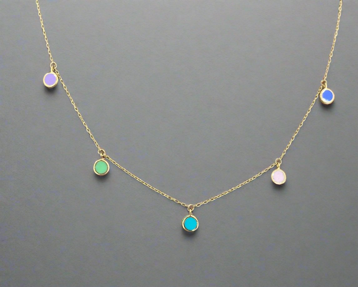 Colored Gold Necklace - Designer Gold Necklace - Gold Gifts For Women